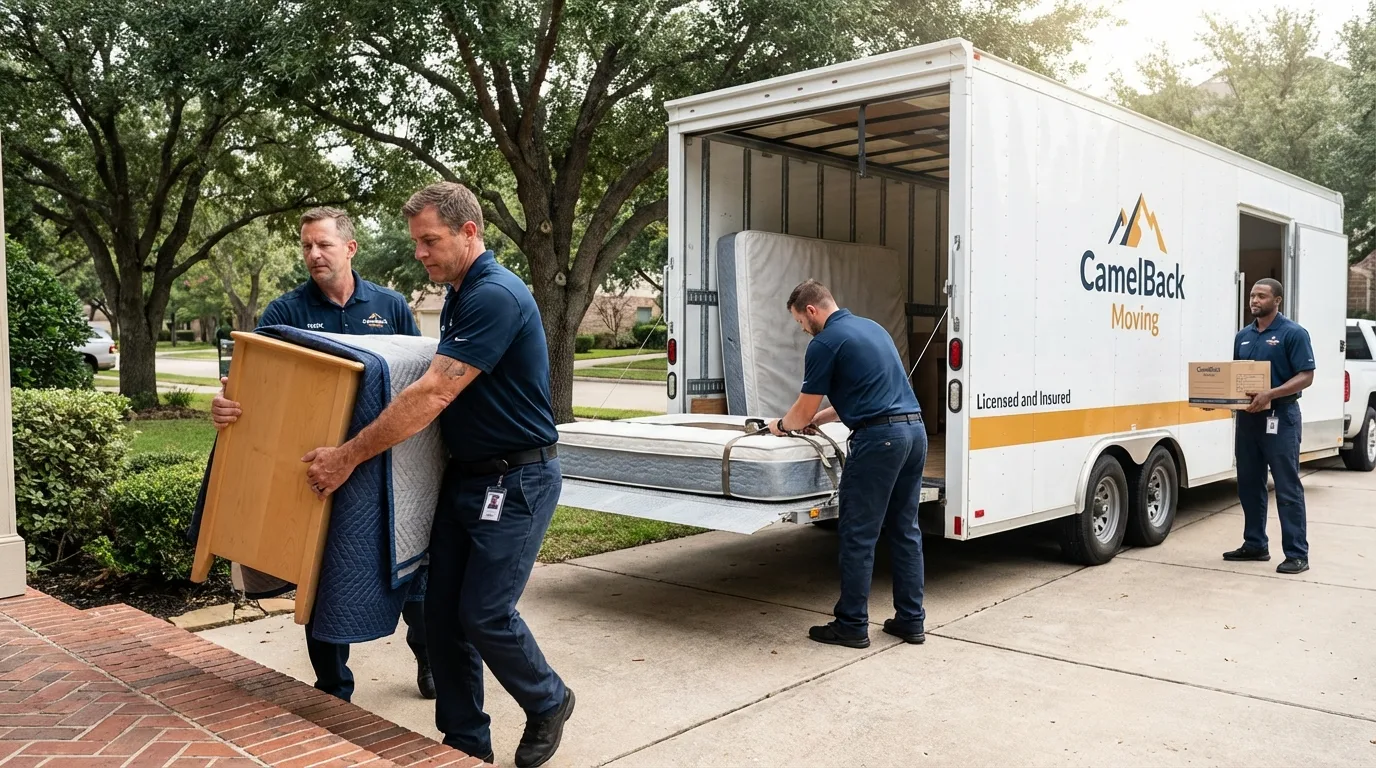 Crew loading residential truck for cross-state move from Harriman, NY
